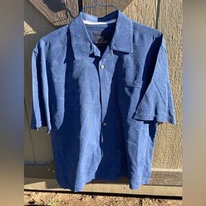 Jamaica Jaxx Navy 100% Silk Men’s Short Sleeve Shirt Large